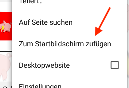 Zum Startbildschirm zufügen Knopf Android