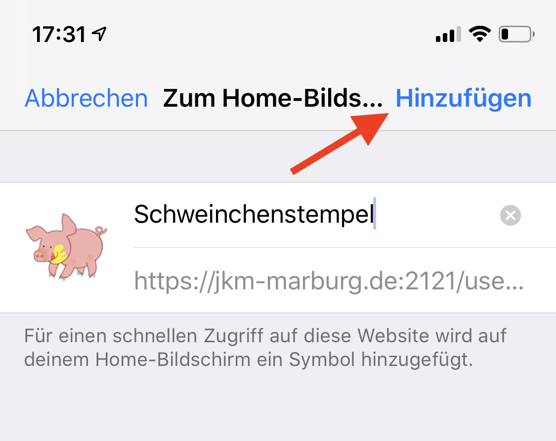 Webapp installieren Dialog iOS